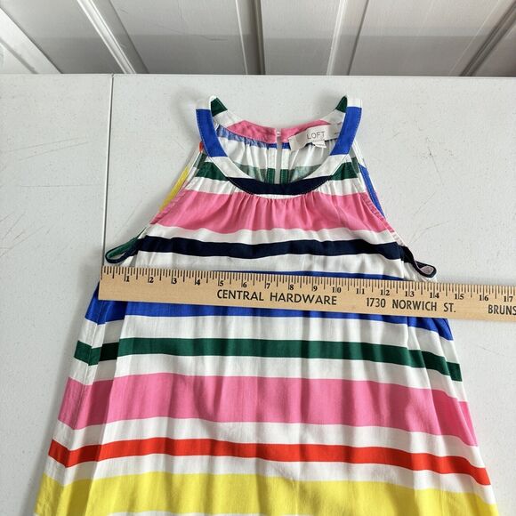 LOFT Striped Halter Dress Size XSP Multicolored Rainbow Viscose Beach Resortwear - Picture 5 of 7